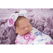 Load image into Gallery viewer, Lilac Skies snuggle swaddle &amp; topknot set - Aidenandava